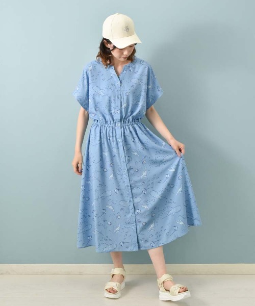 Bleu Bleuet（ブルーブルーエ）の「海の生き物総柄ワンピース（ワンピース・レディース・ネイビー/ブルー・M）」の16枚目の写真