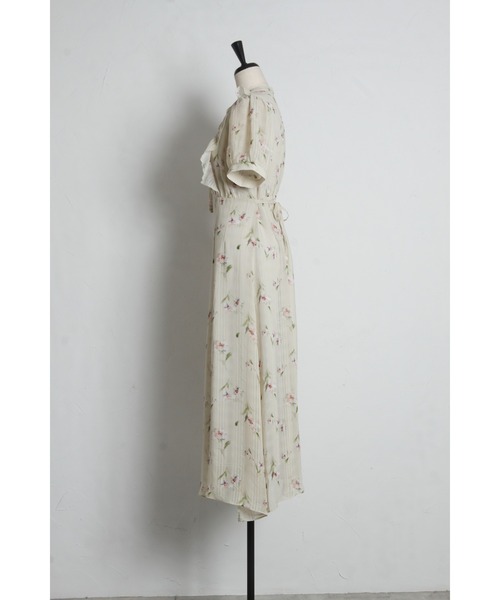 tocco closet(トッコ クローゼット)の「リボン付きシアーチェック×フラワープリントワンピース(ワンピース・レディース・ブラック/ミント・M)」の21枚目の写真