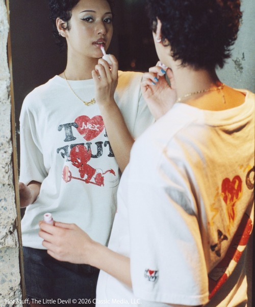 X-girl(エックスガール)の「X-girl | HOT STUFF FADED S/S TEE(Tシャツ/カットソー・レディース・ブラック/ホワイト・S/M)」の1枚目の写真