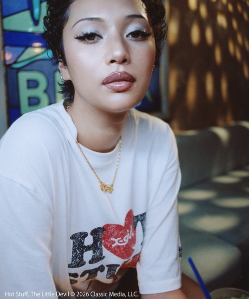 X-girl(エックスガール)の「X-girl | HOT STUFF FADED S/S TEE(Tシャツ/カットソー・レディース・ブラック/ホワイト・S/M)」の7枚目の写真