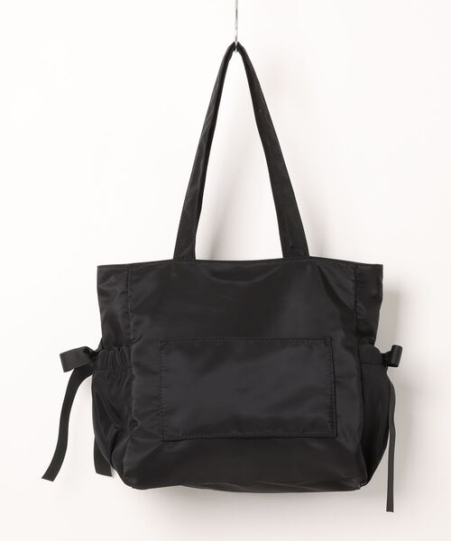 SecretDoor（シークレットドア）の「［Secret Door シークレットドア］500mlペットボトル・A4収納可！ビジュー リボン ギャザーデザイン トートバッグ｜キャリーオン対応（トートバッグ・レディース・グレー/ピンク/ブラック・FREE）」の4枚目の写真