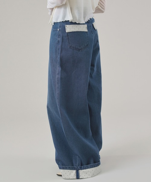 apres jour mignon(アプレジュールミニョン)の「裾ドットカーブデニムパンツ(デニムパンツ・レディース・インディゴブルー/ブラック/ブルー・LARGE/SMALL/MEDIUM)」の11枚目の写真