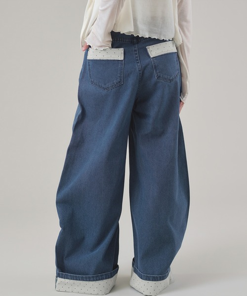 apres jour mignon(アプレジュールミニョン)の「裾ドットカーブデニムパンツ(デニムパンツ・レディース・インディゴブルー/ブラック/ブルー・LARGE/SMALL/MEDIUM)」の10枚目の写真