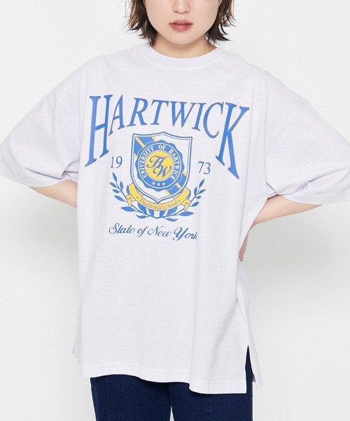 DOUBLE STEAL(ダブルスティール)の「HARTWICK カレッジロゴTシャツ(Tシャツ/カットソー・レディース・ラベンダー/チャコールグレー/グレー系その他・FREE)」の4枚目の写真
