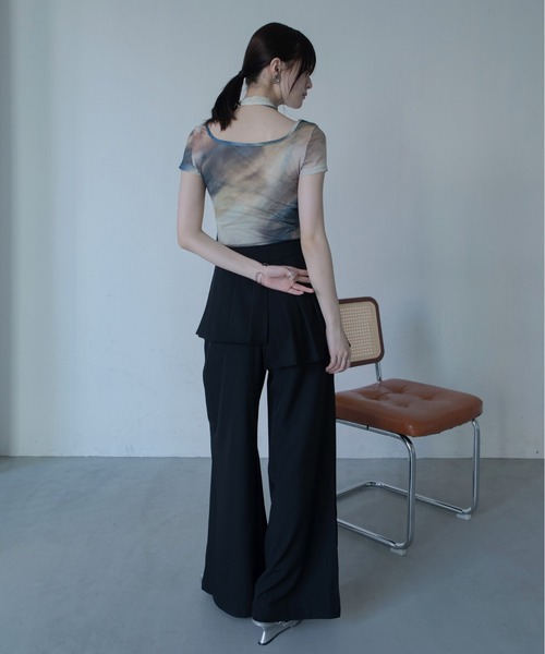 VACANCY(ヴァカンシー)の「マーブル柄ハーフスリーブシアートップス チョーカー付(Tシャツ/カットソー・レディース・ブラウン/ブルー・FREE)」の13枚目の写真