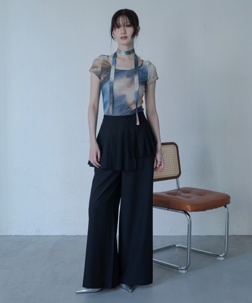 VACANCY(ヴァカンシー)の「マーブル柄ハーフスリーブシアートップス チョーカー付(Tシャツ/カットソー・レディース・ブラウン/ブルー・FREE)」の12枚目の写真