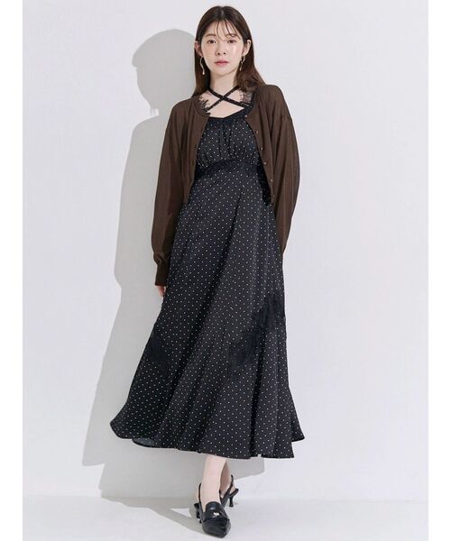 MERCURYDUO(マーキュリーデュオ)の「コンパクトシアークルーネックロングスリーブカーディガン(カーディガン/ボレロ・レディース・ブラック/ライトブルー/ブラウン/オフホワイト・FREE)」の6枚目の写真