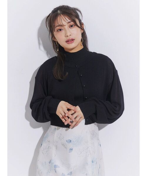 MERCURYDUO(マーキュリーデュオ)の「コンパクトシアークルーネックロングスリーブカーディガン(カーディガン/ボレロ・レディース・ブラック/ライトブルー/ブラウン/オフホワイト・FREE)」の9枚目の写真
