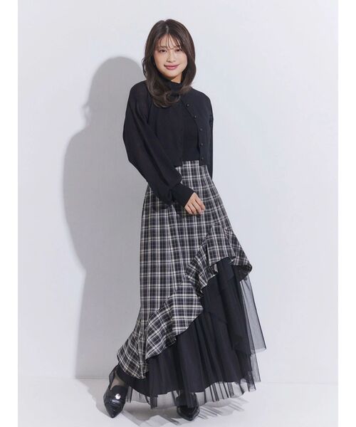 MERCURYDUO(マーキュリーデュオ)の「コンパクトシアークルーネックロングスリーブカーディガン(カーディガン/ボレロ・レディース・ブラック/ライトブルー/ブラウン/オフホワイト・FREE)」の22枚目の写真