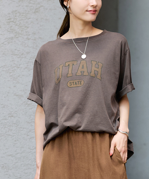 FRAMeWORK(フレームワーク)の「ピグメント PRINT TEE(Tシャツ/カットソー・レディース・ホワイト/ワインレッド/ブラウン・FREE)」の1枚目の写真