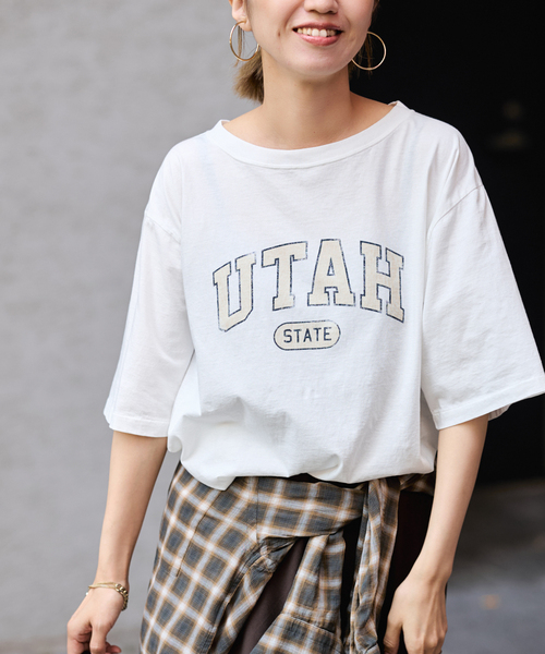 FRAMeWORK(フレームワーク)の「ピグメント PRINT TEE(Tシャツ/カットソー・レディース・ホワイト/ワインレッド/ブラウン・FREE)」の2枚目の写真