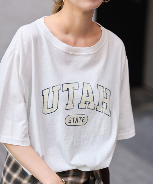 FRAMeWORK(フレームワーク)の「ピグメント PRINT TEE(Tシャツ/カットソー・レディース・ホワイト/ワインレッド/ブラウン・FREE)」の6枚目の写真
