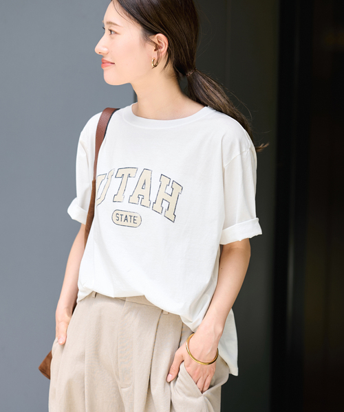 FRAMeWORK(フレームワーク)の「ピグメント PRINT TEE(Tシャツ/カットソー・レディース・ホワイト/ワインレッド/ブラウン・FREE)」の11枚目の写真
