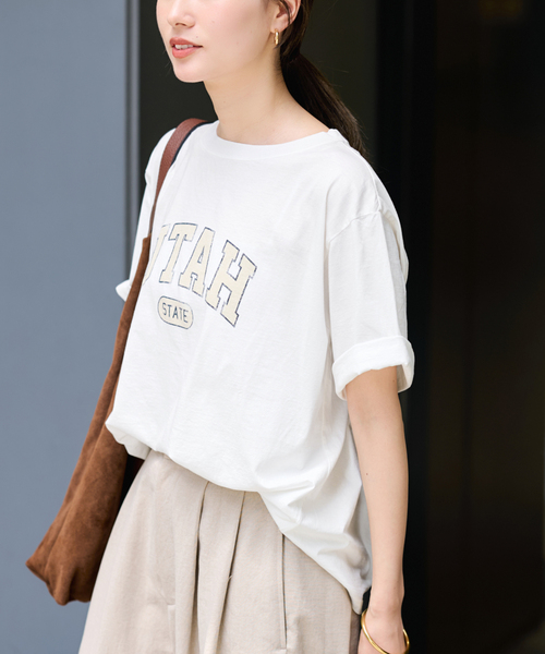 FRAMeWORK(フレームワーク)の「ピグメント PRINT TEE(Tシャツ/カットソー・レディース・ホワイト/ワインレッド/ブラウン・FREE)」の12枚目の写真