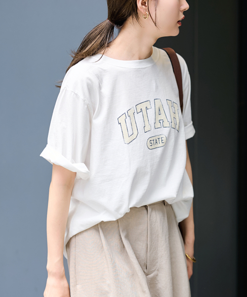 FRAMeWORK(フレームワーク)の「ピグメント PRINT TEE(Tシャツ/カットソー・レディース・ホワイト/ワインレッド/ブラウン・FREE)」の13枚目の写真