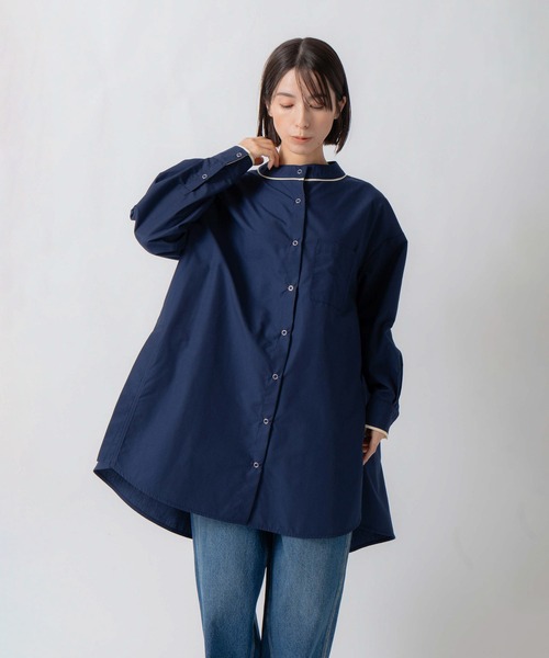 Kelen(ケレン)の「「KELEN / ケレン」リングドットAラインチュニックシャツ(シャツ/ブラウス・レディース・ネイビー/サックスブルー/オフホワイト・S/M)」の3枚目の写真