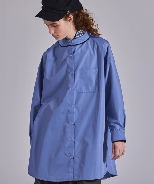 Kelen(ケレン)の「「KELEN / ケレン」リングドットAラインチュニックシャツ(シャツ/ブラウス・レディース・ネイビー/サックスブルー/オフホワイト・S/M)」の1枚目の写真