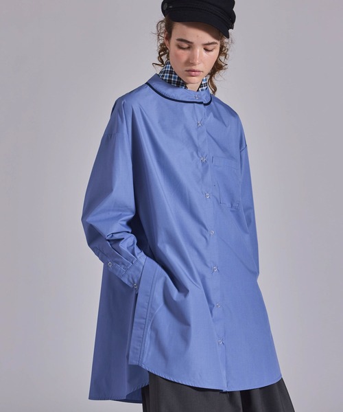 Kelen(ケレン)の「「KELEN / ケレン」リングドットAラインチュニックシャツ(シャツ/ブラウス・レディース・ネイビー/サックスブルー/オフホワイト・S/M)」の5枚目の写真