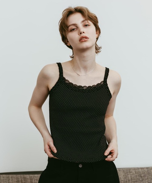 Knuth Marf(クヌースマーフ)の「Knuth Marf / クヌースマーフ lace detail camisole(キャミソール・レディース・ブラック/チャコールグレー/カーキ・FREE)」の5枚目の写真