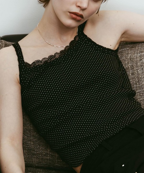 Knuth Marf(クヌースマーフ)の「Knuth Marf / クヌースマーフ lace detail camisole(キャミソール・レディース・ブラック/チャコールグレー/カーキ・FREE)」の8枚目の写真