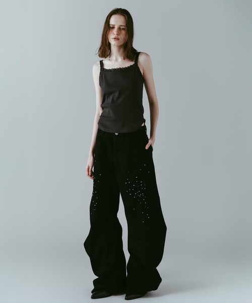 Knuth Marf(クヌースマーフ)の「Knuth Marf / クヌースマーフ lace detail camisole(キャミソール・レディース・ブラック/チャコールグレー/カーキ・FREE)」の13枚目の写真