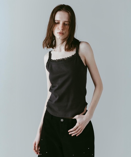 Knuth Marf(クヌースマーフ)の「Knuth Marf / クヌースマーフ lace detail camisole(キャミソール・レディース・ブラック/チャコールグレー/カーキ・FREE)」の14枚目の写真