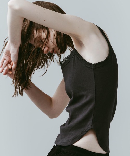 Knuth Marf(クヌースマーフ)の「Knuth Marf / クヌースマーフ lace detail camisole(キャミソール・レディース・ブラック/チャコールグレー/カーキ・FREE)」の18枚目の写真