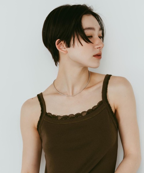 Knuth Marf(クヌースマーフ)の「Knuth Marf / クヌースマーフ lace detail camisole(キャミソール・レディース・ブラック/チャコールグレー/カーキ・FREE)」の21枚目の写真