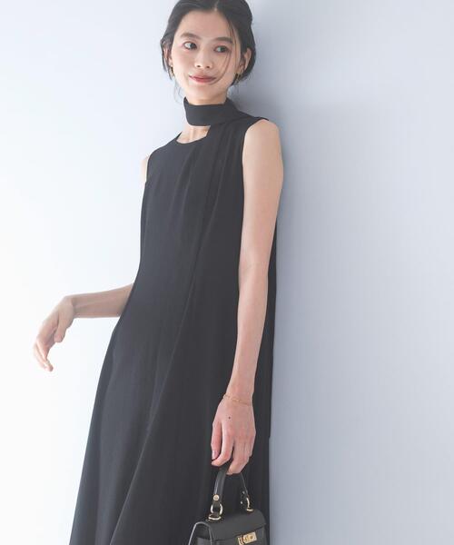 URBAN RESEARCH ROSSO WOMEN（アーバンリサーチ　ロッソ）の「ベルト付フレアシルエットロングドレス（ワンピース・レディース・ブラック/チェック・36/38）」の3枚目の写真