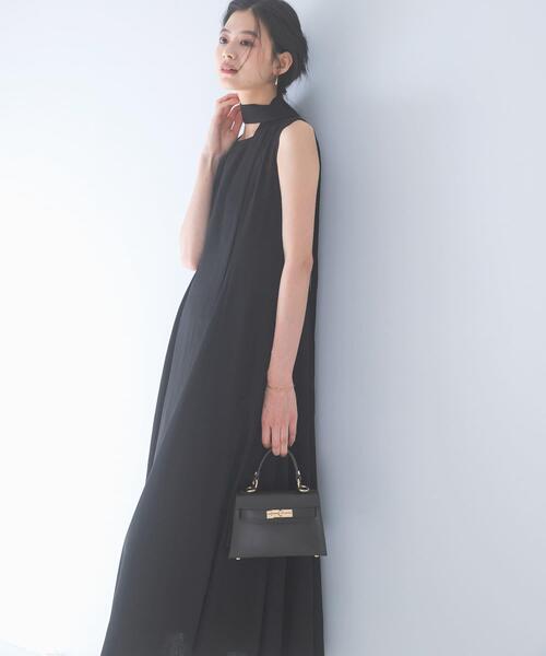URBAN RESEARCH ROSSO WOMEN（アーバンリサーチ　ロッソ）の「ベルト付フレアシルエットロングドレス（ワンピース・レディース・ブラック/チェック・36/38）」の4枚目の写真