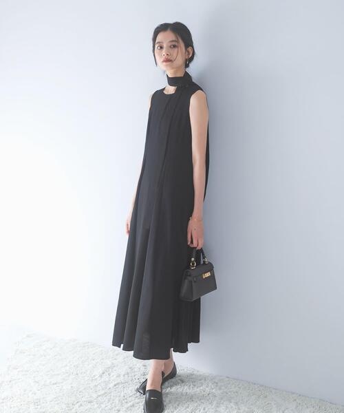 URBAN RESEARCH ROSSO WOMEN（アーバンリサーチ　ロッソ）の「ベルト付フレアシルエットロングドレス（ワンピース・レディース・ブラック/チェック・36/38）」の7枚目の写真