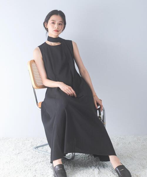 URBAN RESEARCH ROSSO WOMEN（アーバンリサーチ　ロッソ）の「ベルト付フレアシルエットロングドレス（ワンピース・レディース・ブラック/チェック・36/38）」の8枚目の写真