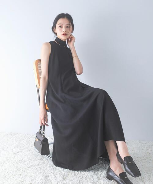 URBAN RESEARCH ROSSO WOMEN（アーバンリサーチ　ロッソ）の「ベルト付フレアシルエットロングドレス（ワンピース・レディース・ブラック/チェック・36/38）」の9枚目の写真