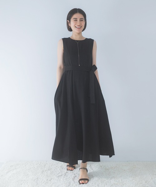 URBAN RESEARCH ROSSO WOMEN(アーバンリサーチ ロッソ)の「ベルト付フレアシルエットロングドレス(ワンピース・レディース・ブラック/チェック・36/38)」の22枚目の写真