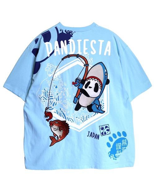 PANDIESTA（パンディエスタ）の「釣りキチ鮫パンダTシャツ(M2)（Tシャツ/カットソー・メンズ・ホワイト/ブラック/サックスブルー・M/L/XL/XXL）」の9枚目の写真