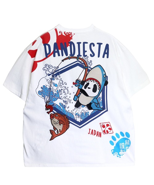 PANDIESTA（パンディエスタ）の「釣りキチ鮫パンダTシャツ(M2)（Tシャツ/カットソー・メンズ・ホワイト/ブラック/サックスブルー・M/L/XL/XXL）」の18枚目の写真