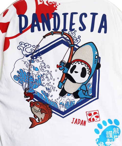 PANDIESTA（パンディエスタ）の「釣りキチ鮫パンダTシャツ(M2)（Tシャツ/カットソー・メンズ・ホワイト/ブラック/サックスブルー・M/L/XL/XXL）」の19枚目の写真
