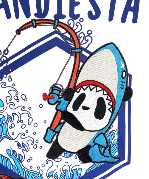 PANDIESTA（パンディエスタ）の「釣りキチ鮫パンダTシャツ(M2)（Tシャツ/カットソー・メンズ・ホワイト/ブラック/サックスブルー・M/L/XL/XXL）」の21枚目の写真