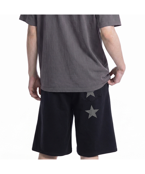 GRAVER（グレーバー）の「[UNISEX]STAR3 バミューダパンツ_3color（スウェットパンツ・レディース・ライトグレー/アッシュブラウン/ブラック・ONE SIZE）」の2枚目の写真