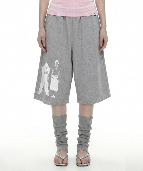 GRAVER（グレーバー）の「[UNISEX]STAR3 バミューダパンツ_3color（スウェットパンツ・レディース・ライトグレー/アッシュブラウン/ブラック・ONE SIZE）」の8枚目の写真
