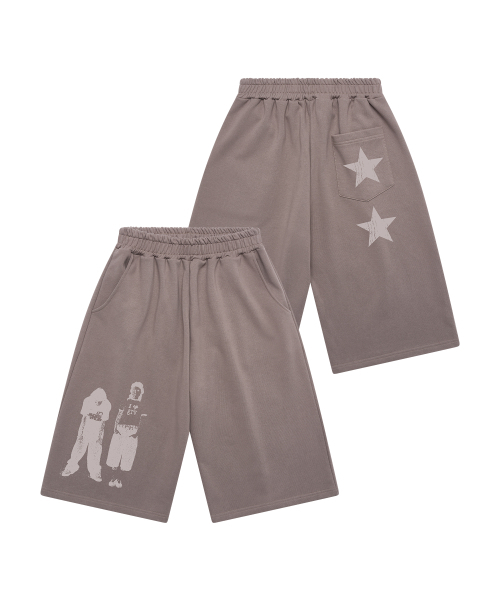 GRAVER（グレーバー）の「[UNISEX]STAR3 バミューダパンツ_3color（スウェットパンツ・レディース・ライトグレー/アッシュブラウン/ブラック・ONE SIZE）」の11枚目の写真