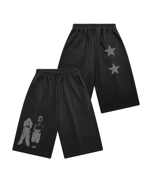 GRAVER（グレーバー）の「[UNISEX]STAR3 バミューダパンツ_3color（スウェットパンツ・レディース・ライトグレー/アッシュブラウン/ブラック・ONE SIZE）」の12枚目の写真