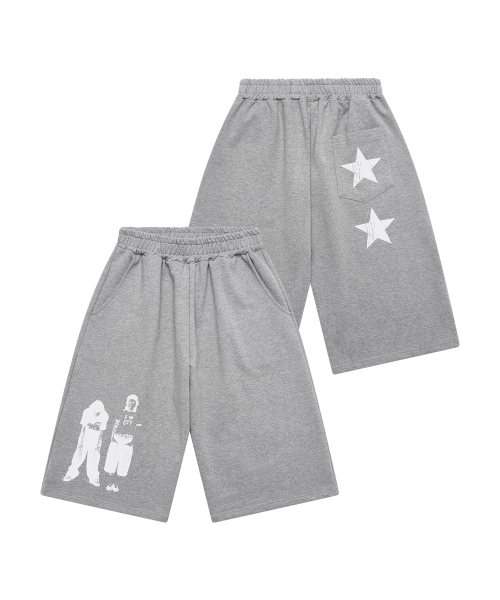 GRAVER（グレーバー）の「[UNISEX]STAR3 バミューダパンツ_3color（スウェットパンツ・レディース・ライトグレー/アッシュブラウン/ブラック・ONE SIZE）」の13枚目の写真