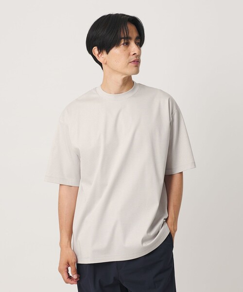 BEAUTY&YOUTH UNITED ARROWS(ビューティーアンドユースユナイテッドアローズ)の「クール デオドラント クルーネック ボーダー Tシャツ 接触冷感 抗菌防臭(Tシャツ/カットソー・メンズ・ナチュラル/ネイビー・XL/M/L/S)」の1枚目の写真