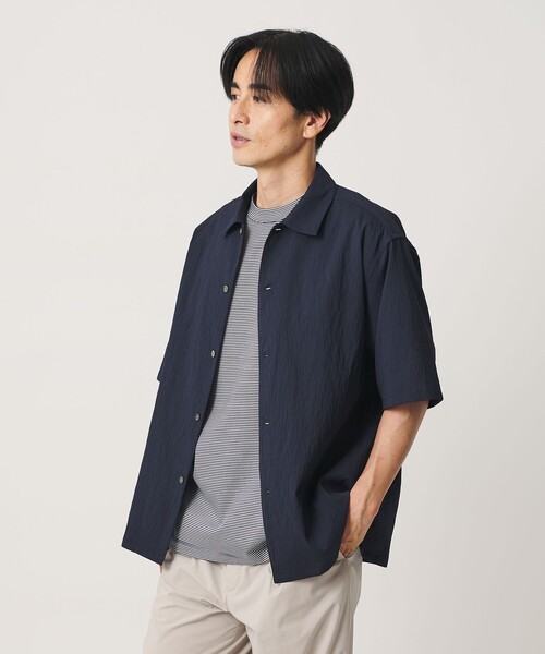 BEAUTY&YOUTH UNITED ARROWS(ビューティーアンドユースユナイテッドアローズ)の「クール デオドラント クルーネック ボーダー Tシャツ 接触冷感 抗菌防臭(Tシャツ/カットソー・メンズ・ナチュラル/ネイビー・XL/M/L/S)」の4枚目の写真