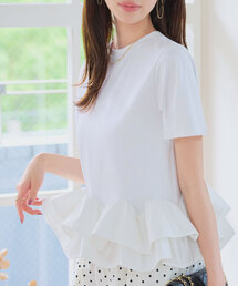 裾フリルペプラムTシャツ