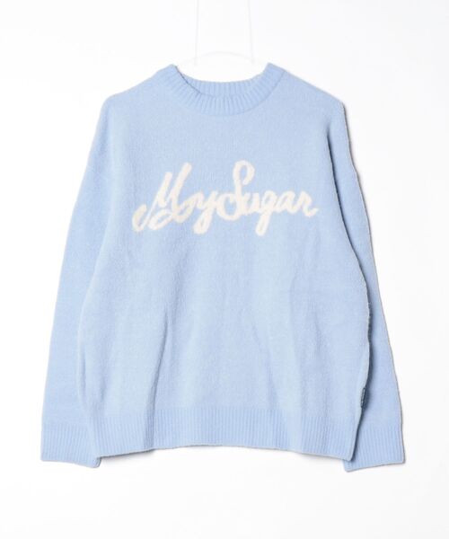 My sugar Babe(マイシュガーベイブ)の「jacquard logo knit(ニット/セーター・メンズ・ブラック/ブルー系・MEDIUM/LARGE)」の2枚目の写真