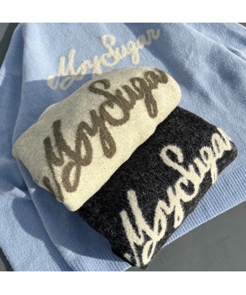 My sugar Babe(マイシュガーベイブ)の「jacquard logo knit(ニット/セーター・メンズ・ブラック/ブルー系・MEDIUM/LARGE)」の10枚目の写真