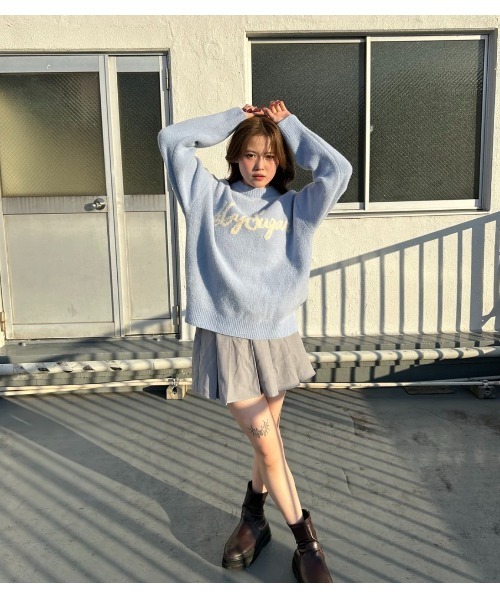 My sugar Babe(マイシュガーベイブ)の「jacquard logo knit(ニット/セーター・メンズ・ブラック/ブルー系・MEDIUM/LARGE)」の4枚目の写真