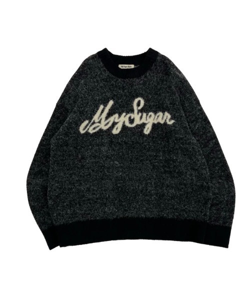My sugar Babe(マイシュガーベイブ)の「jacquard logo knit(ニット/セーター・メンズ・ブラック/ブルー系・MEDIUM/LARGE)」の7枚目の写真